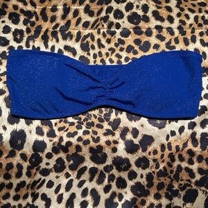 SHEIN Dark Blue Glittery Strapless Bikini Top